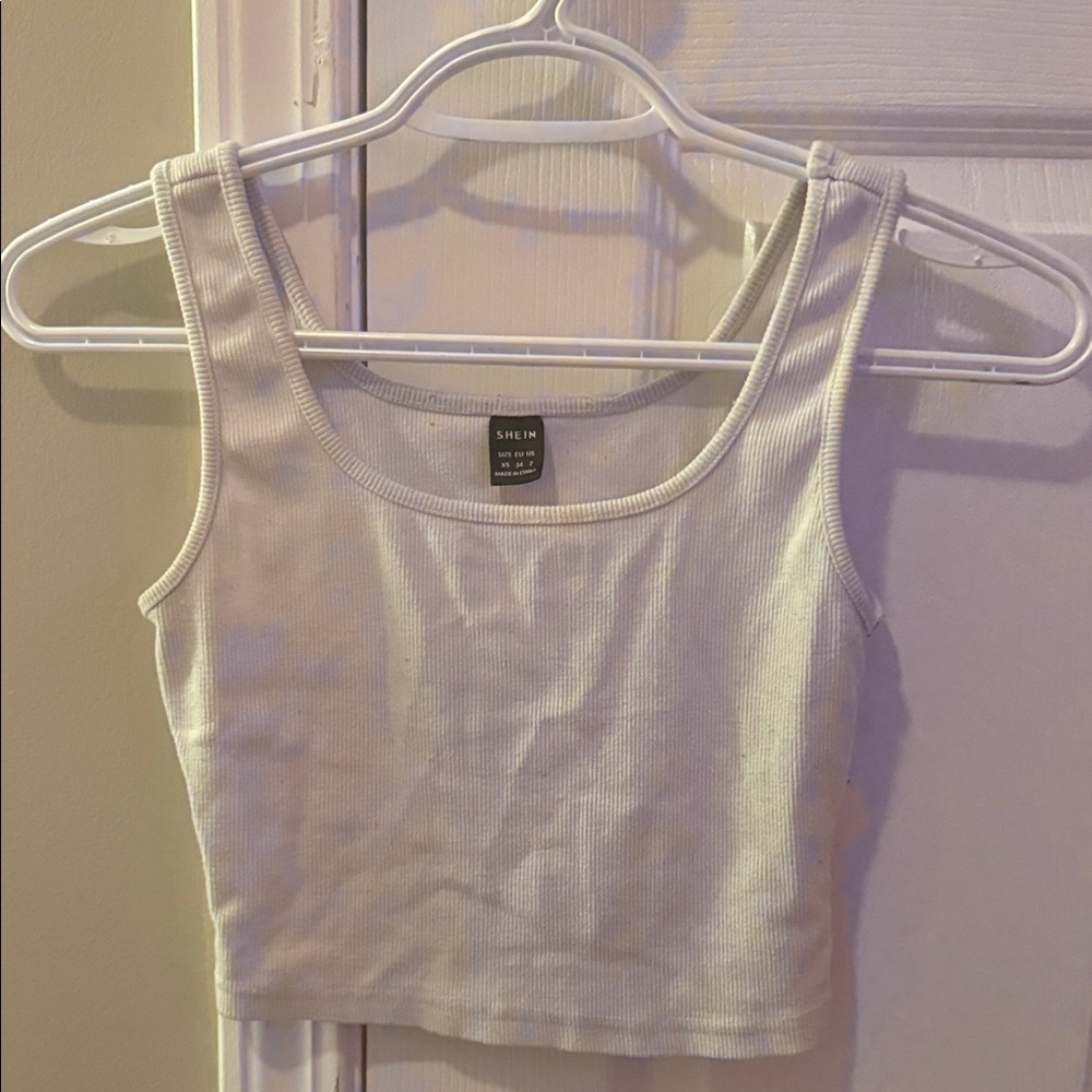 SHEIN Cream Ribbed Crop Top